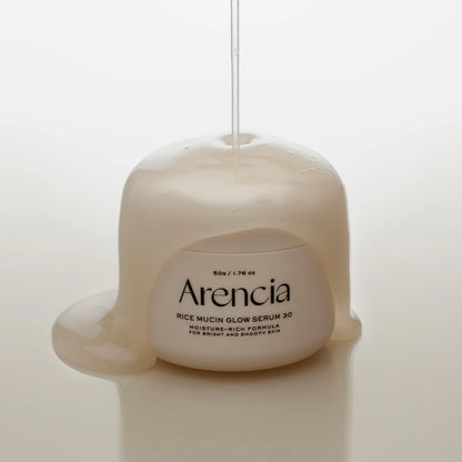Arencia Serum for treating dullness, rough skin texture, and dehydration – Brightening Korean Rice Mucin serum from Atelier De Glow UK.