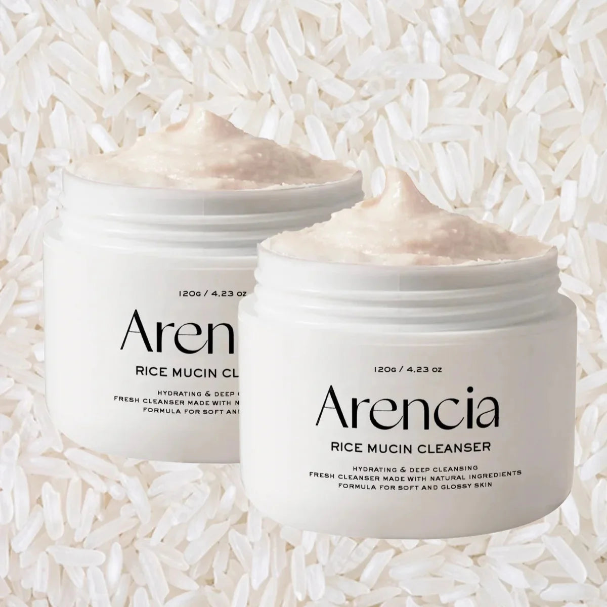 Fermented Rice Mucin in Arencia Cleanser – Natural Korean skincare for "Mochi Skin" elasticity and brightening at Atelier De Glow UK.