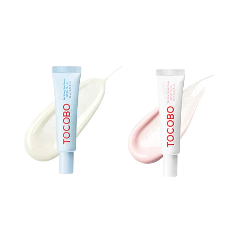 TOCOBO Sun Care Mini Duo – 2 piece travel-size vegan SPF50+ PA++++ sunscreen set including Bio Watery and Vita Tone Up formulas available at Atelier De Glow UK.