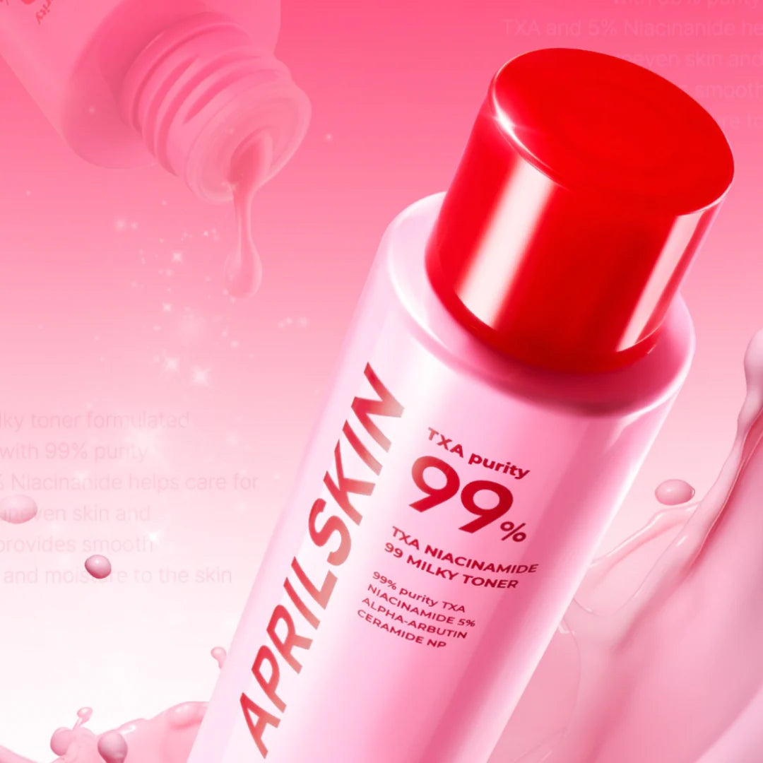 APRILSKIN Milky Toner for treating melasma, dark spots, and uneven skin tone – Intensive Korean pigment-correcting toner from Atelier De Glow UK.
