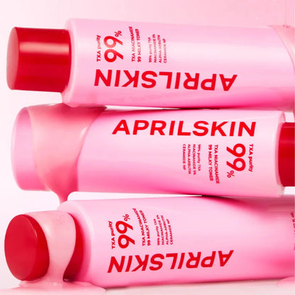 Luxurious milky texture of APRILSKIN TXA Toner – Deeply hydrating cream-toner hybrid for a soft, radiant "Glass Skin" finish at Atelier De Glow UK.