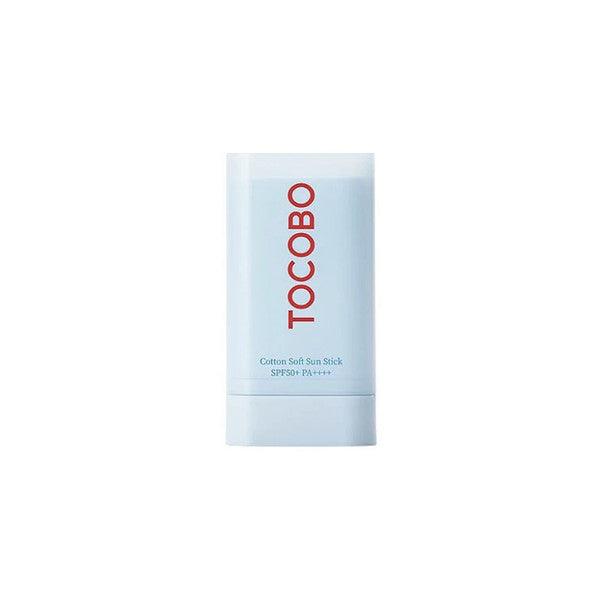 TOCOBO Cotton Soft Sun Stick SPF50+ PA++++ – 19g portable, curved-profile vegan matte chemical sun stick available at Atelier De Glow UK.