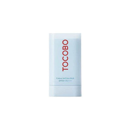 TOCOBO Cotton Soft Sun Stick SPF50+ PA++++ – 19g portable, curved-profile vegan matte chemical sun stick available at Atelier De Glow UK.