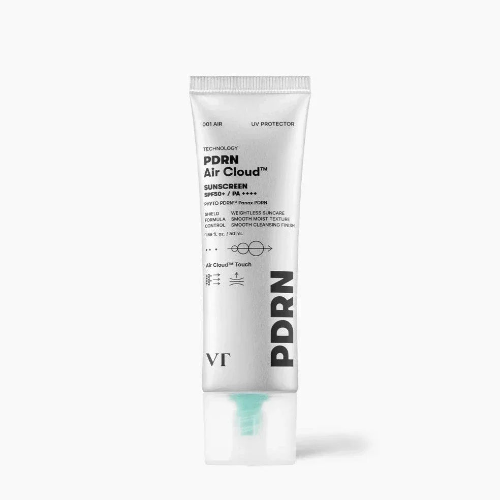 VT PDRN Air Cloud Sunscreen – 50ml Korean SPF with PDRN (Salmon DNA) and weightless sun protection available at Atelier De Glow UK.
