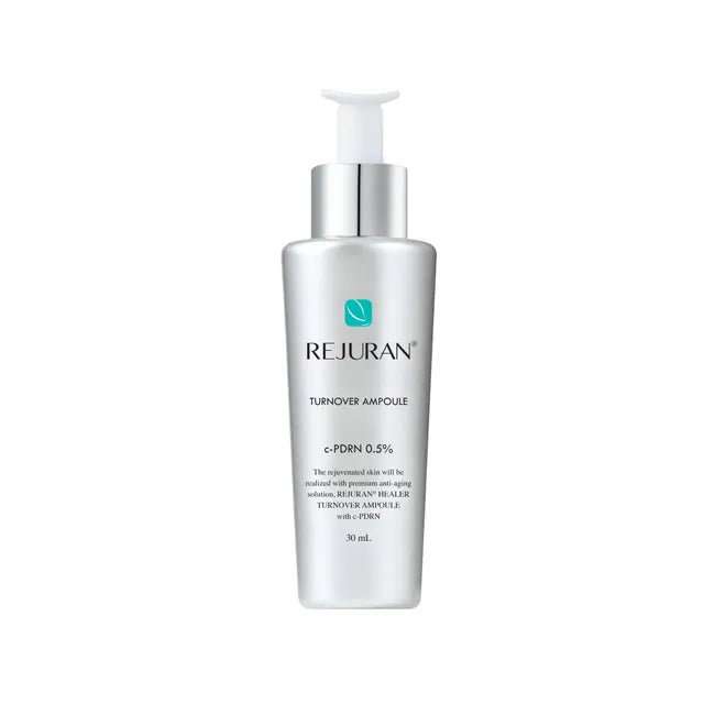 REJURAN Turnover Ampoule – 30ml intensive repair treatment featuring patented c-PDRN DNA technology available at Atelier De Glow UK.