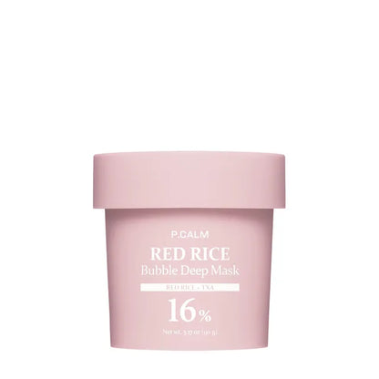 P.CALM Red Rice Bubble Deep Mask 90g for brightening and pore care, available at Atelier De Glow UK