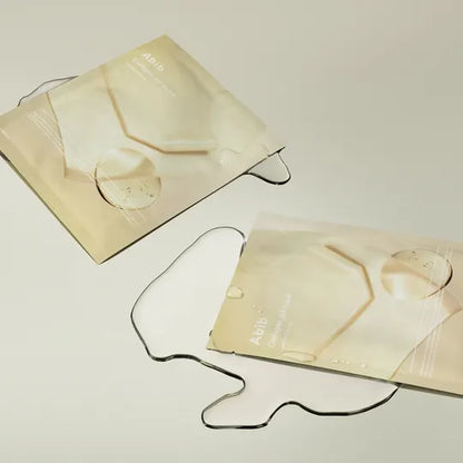 Two-piece hydrogel design of Abib Collagen Gel Mask – Transparent jelly texture Korean mask for perfect adherence and "Glass Skin" results at Atelier De Glow UK.