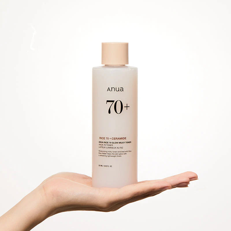 Rich, milky emulsion texture of Anua Rice Glow Toner – Shake-to-mix hydrating liquid for instant radiance at Atelier De Glow UK.