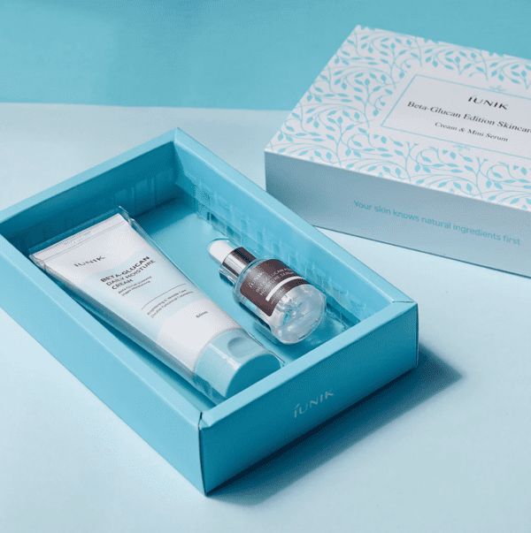 iUNIK Beta-Glucan Set for tight papery cheeks, severe skin barrier flaking from active retinols, deep dehydration lines, and oil-water imbalances – Plumper from Atelier De Glow UK.