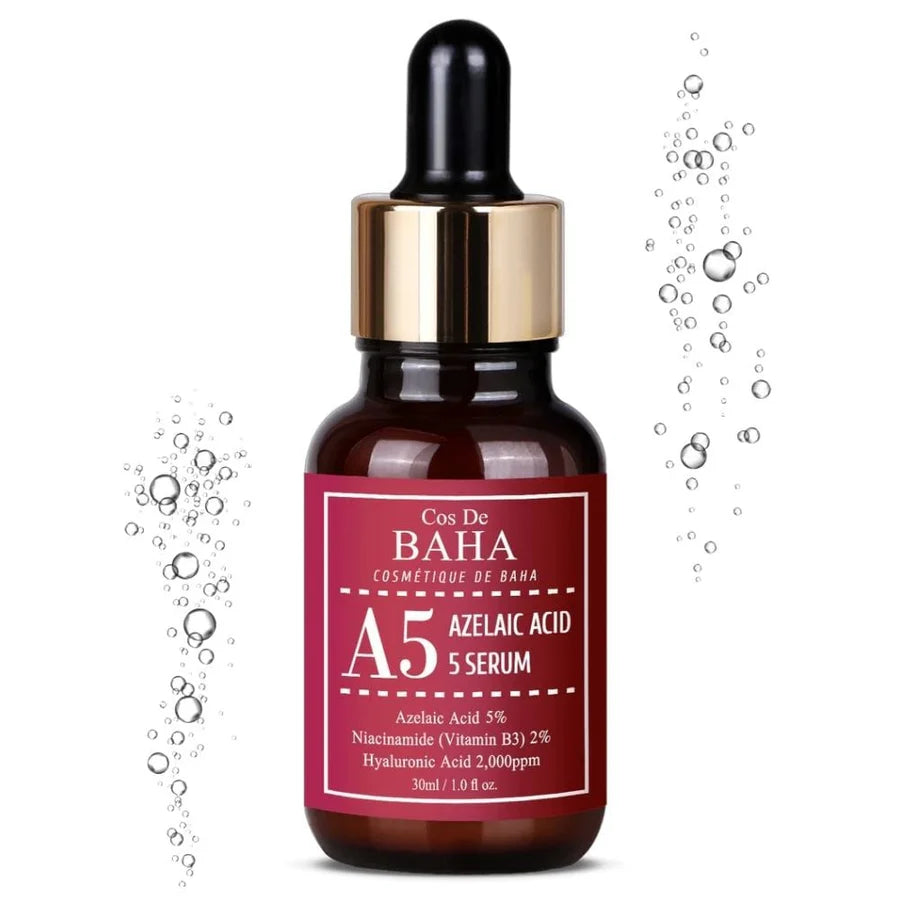Cos De Baha Azelaic Acid for rosacea flushing, persistent acne redness, uneven texture bumps, and dark spots – Corrective formula from Atelier De Glow UK.