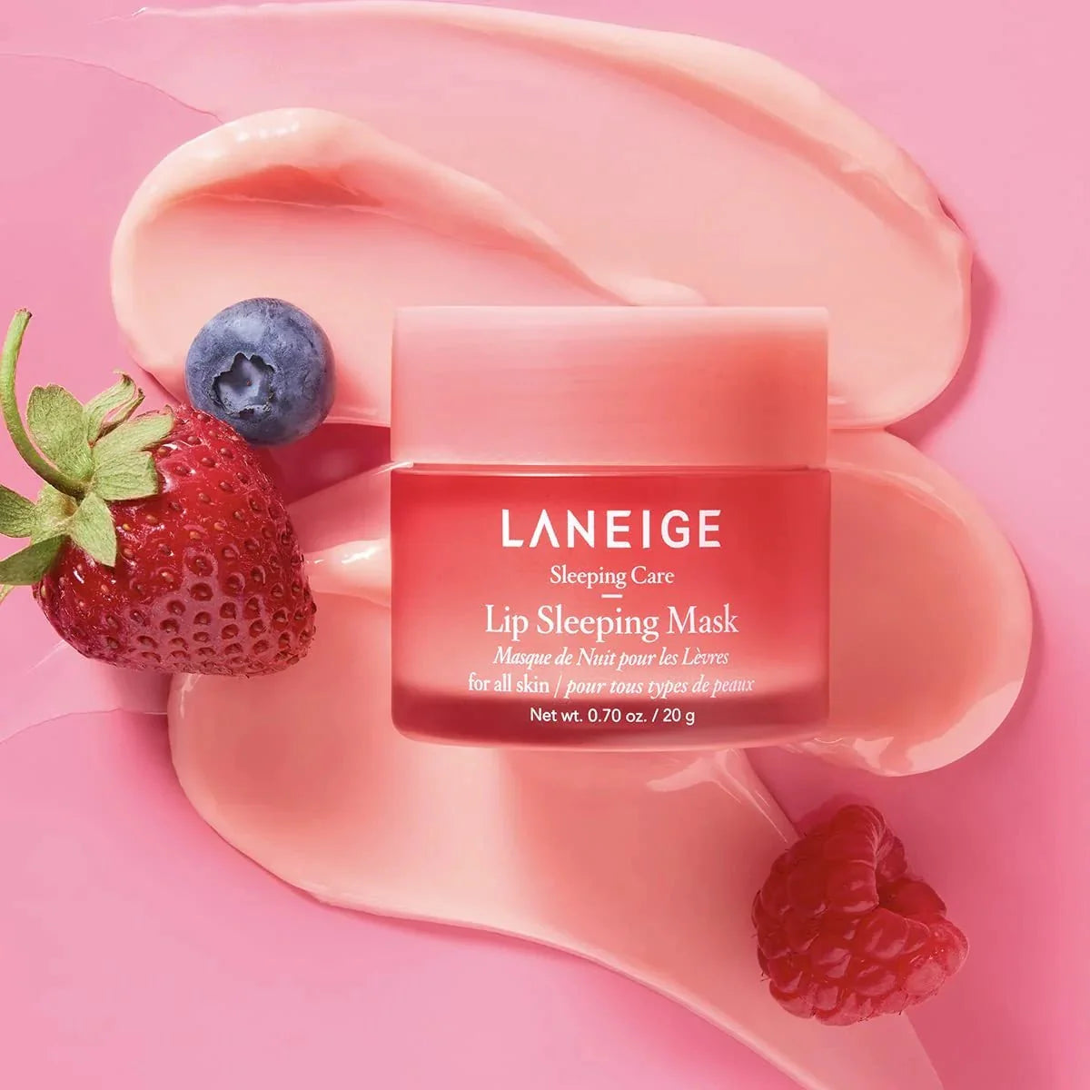 Laneige lip mask for peeling dry lips, chronic winter chapping, and deep vertical lip lines – Restorative "Berry Complex" balm from Atelier De Glow UK.