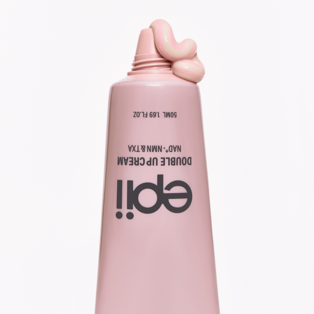 Smooth, elegant, and rapid-absorbing clinical emulsion texture of epii NAD+ NMN Cream melting flawlessly into the skin canvas at Atelier De Glow UK.
