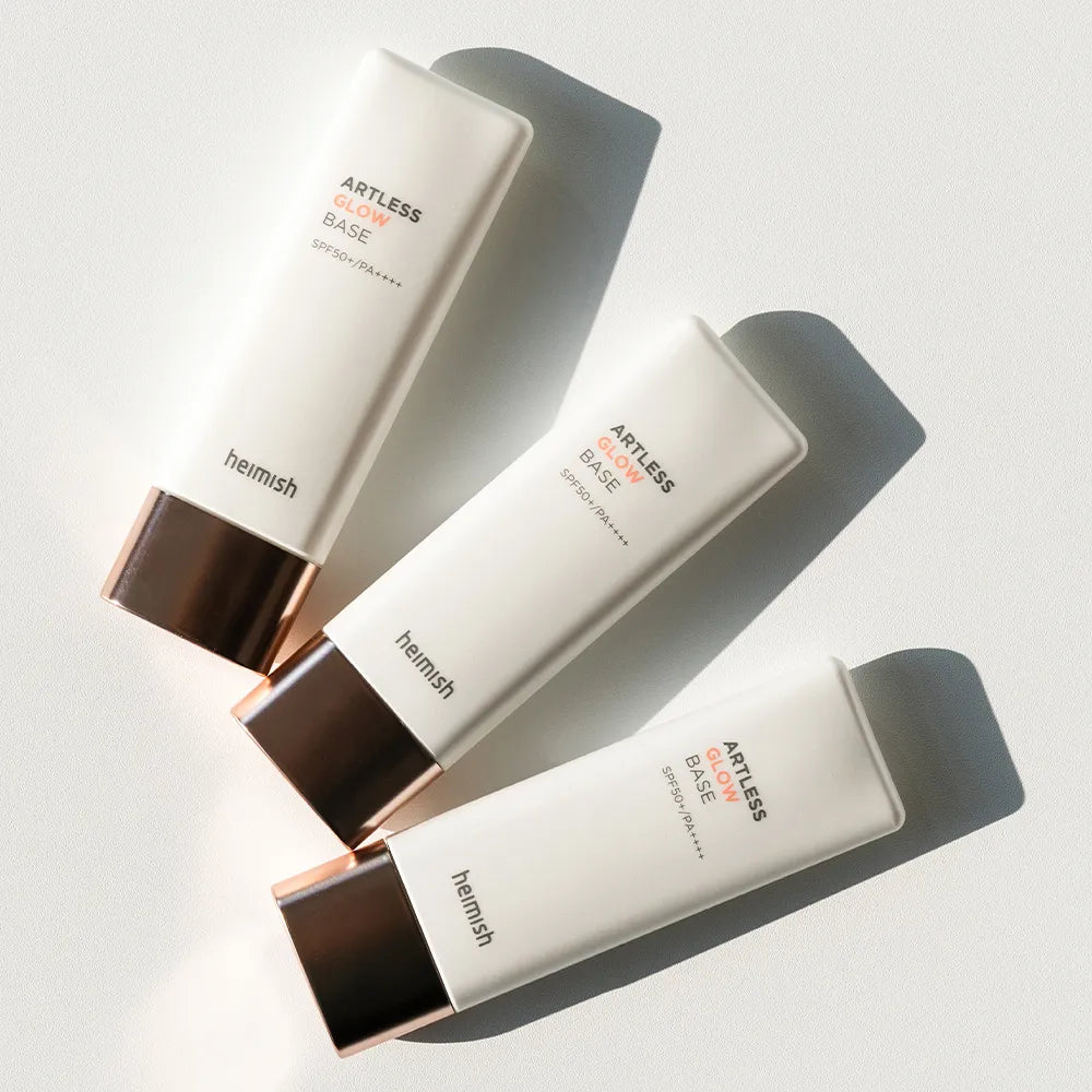 Shimmery, weightless cream texture of Heimish Artless Glow Base – Fast-absorbing, non-greasy luminizer for all-day hydration at Atelier De Glow UK.