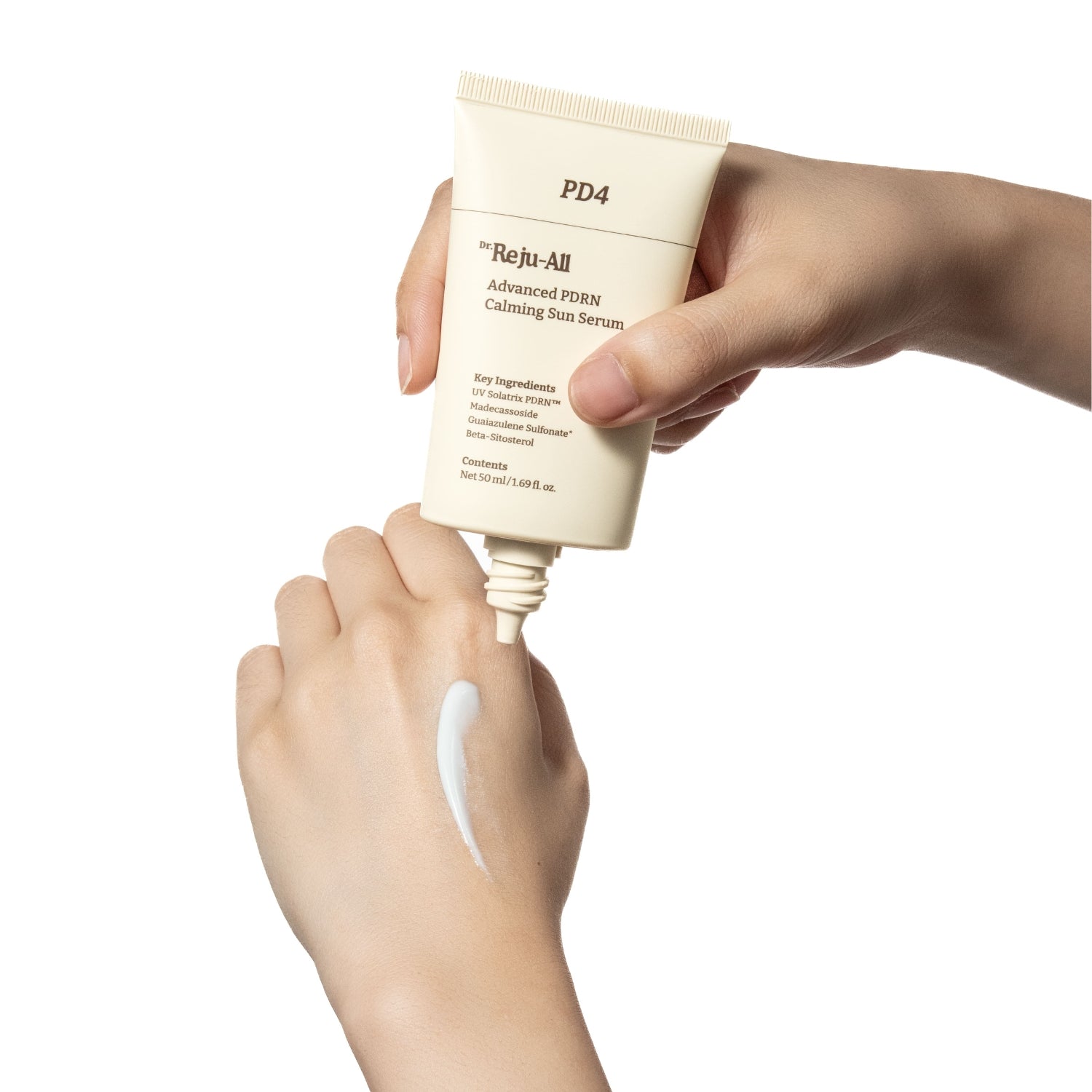Lightweight, hydrating Dr. Reju-All Advanced PDRN Sun Serum with zero white cast, perfect for daily wear under makeup to protect and repair your skin barrier at Atelier De Glow UK.