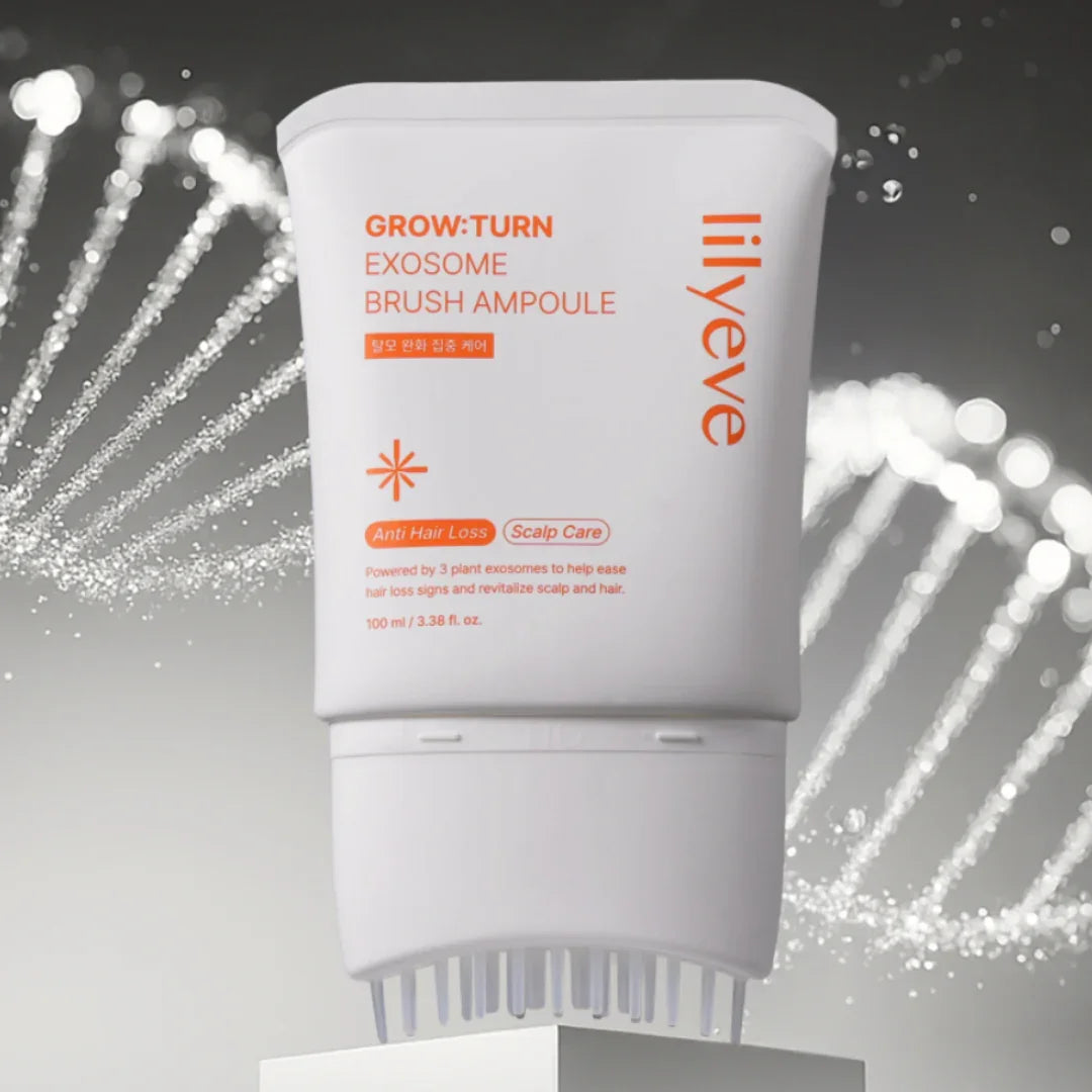 LILYEVE Grow Turn Exosome Brush Ampoule for addressing sagging skin, dull texture, and enlarged pores with a precision brush applicator from Atelier De Glow UK.
