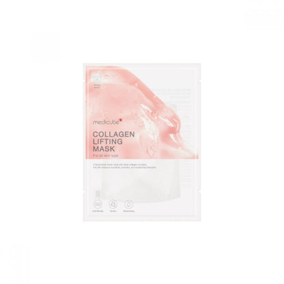 Medicube Collagen Lifting Mask – 27g high-potency clinical anti-aging sheet mask infused with low-molecular collagen and peptides available at Atelier De Glow UK.