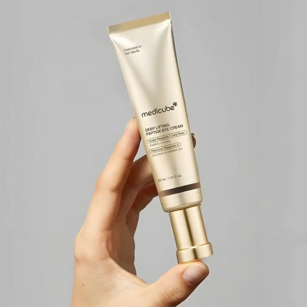 Medicube Peptide Eye Cream for lifting sagging under-eye hollows, blurring deep crow&