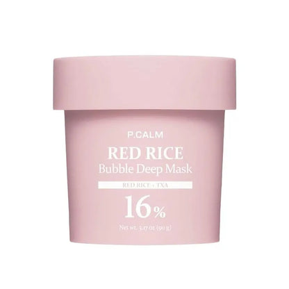 P.CALM Red Rice Bubble Deep Mask 90g for brightening and pore care, available at Atelier De Glow UK