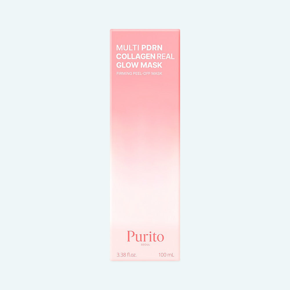 Purito SEOUL Real Glow Mask for treating severe afternoon skin dullness, fine dehydration lines, rough uneven texture flakes, and sallow lack of elasticity from Atelier De Glow UK.