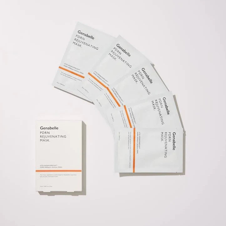 Genabelle PDRN Mask for treating deep expression lines, severe post-treatment laser redness, dull sallow complexions, and a broken skin barrier from Atelier De Glow UK.
