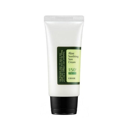 COSRX Aloe Soothing Sun Cream – 50ml Korean SPF 50+ PA+++ with 5,500ppm Aloe Arborescens Leaf Extract available at Atelier De Glow UK.