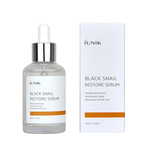 iUNIK Black Snail Restore Serum 50ml: Regenerating and Anti-Aging Serum for Youthful Skin at Atelier de Glow